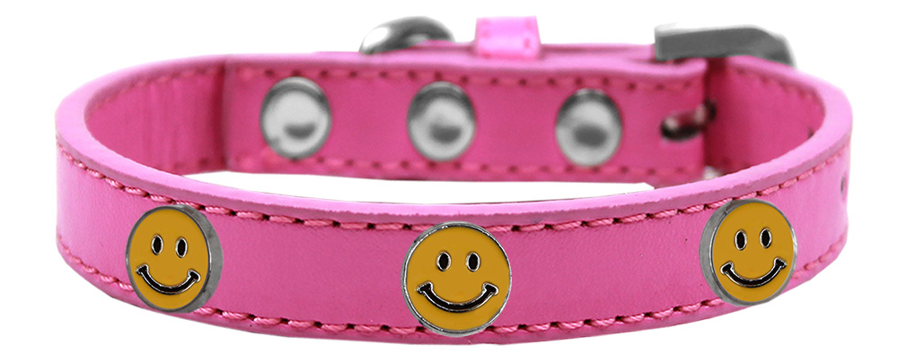 Happy Face Widget Dog Collar Bright Pink Size 20